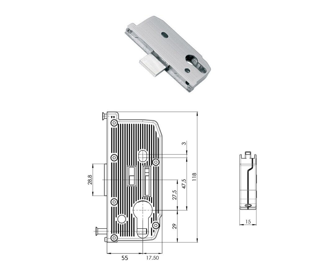 Zamek dodatkowy zasuwnicy dormas 55 mm- fot-