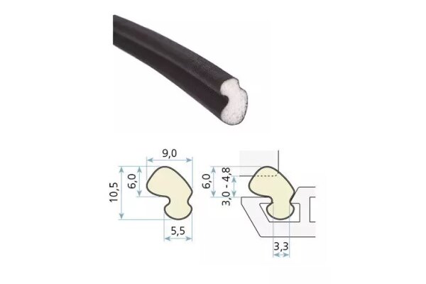 Uszczelka okienna QLON QL-5570 KBE, Rehau 300m Schlegel Czarny