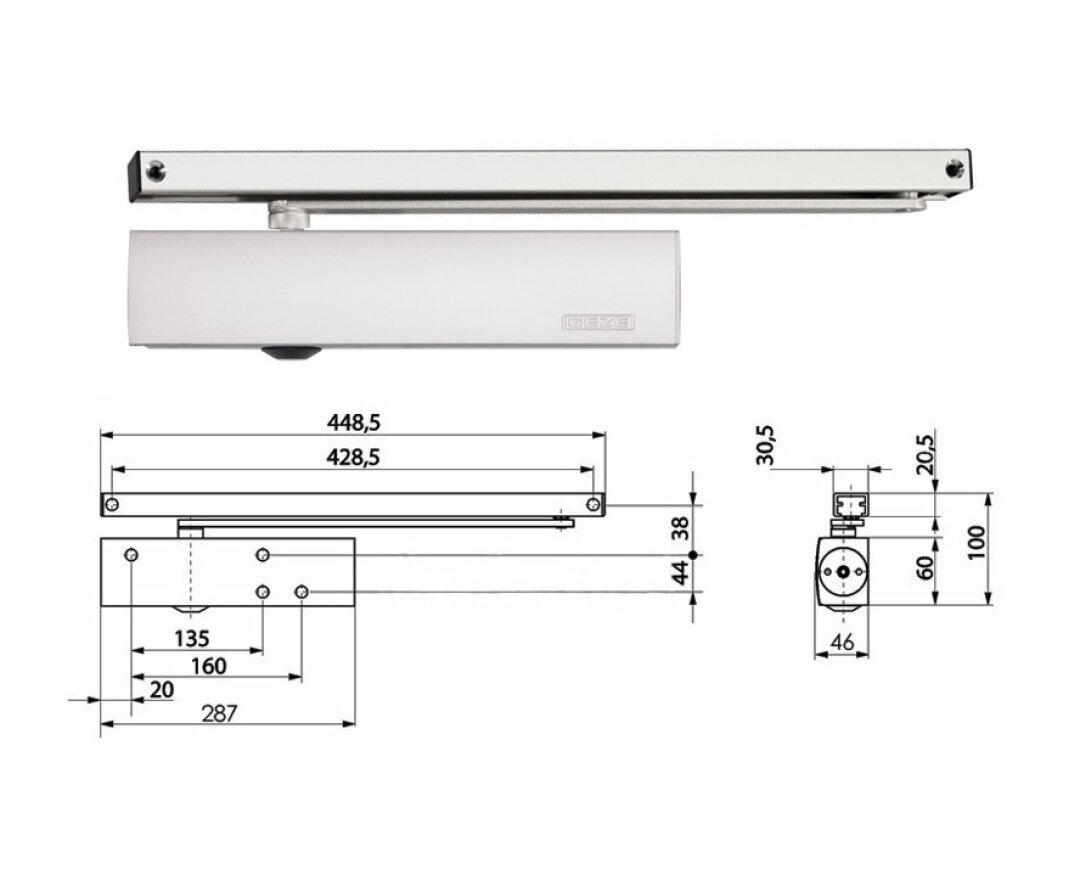 Samozamykacz drzwiowy TS5000 z szyną ślizgową- fot-