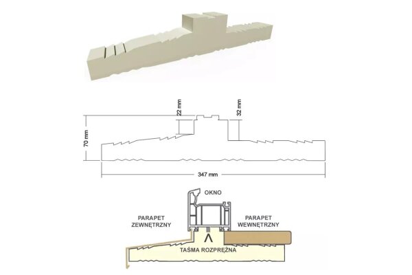Ciepły parapet XPS Veka Softline 82 1,25 m PENOSIL