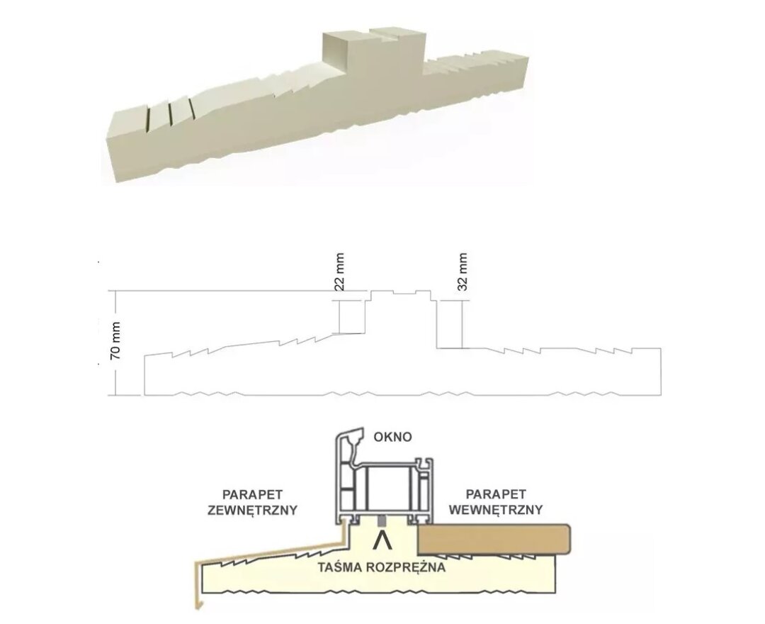 Ciepły parapet XPS Veka Pixel 70 1,25 m- fot-