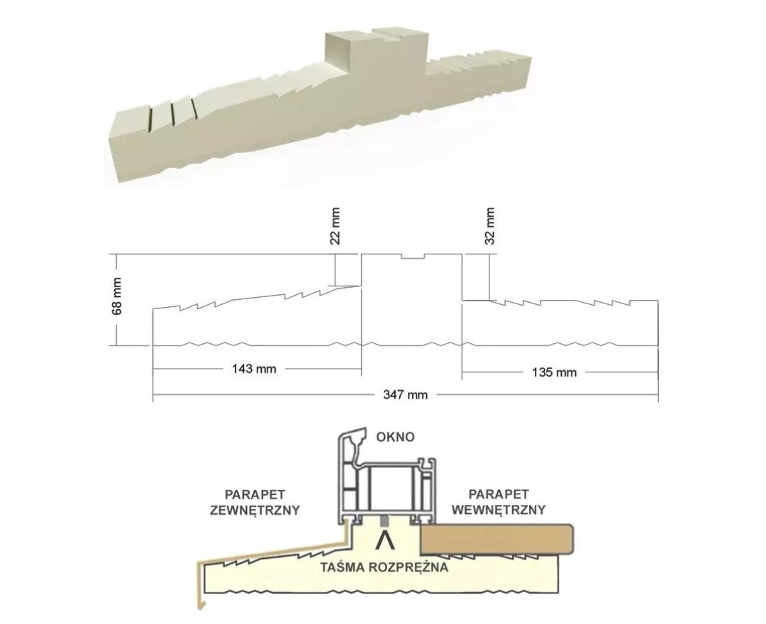 Ciepły parapet XPS Decco 71 1,25 m- fot-
