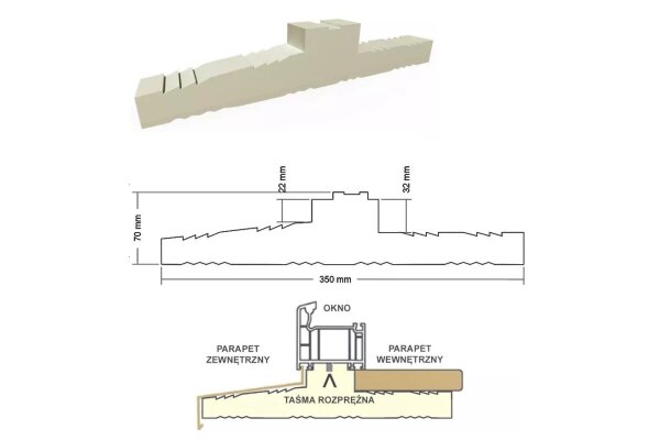 Ciepły parapet XPS Schuco Living 82mm 1,25 m PENOSIL