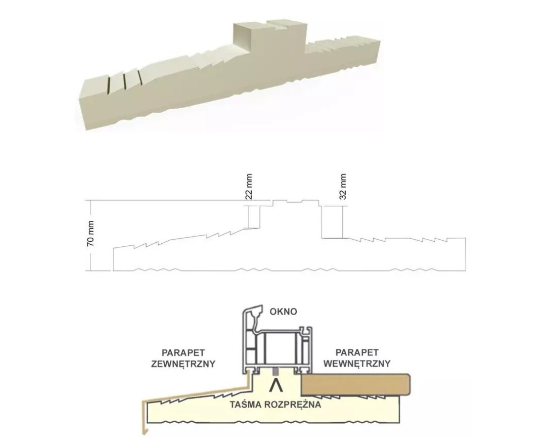 Ciepły parapet XPS Decco 82 1,25 m- fot-
