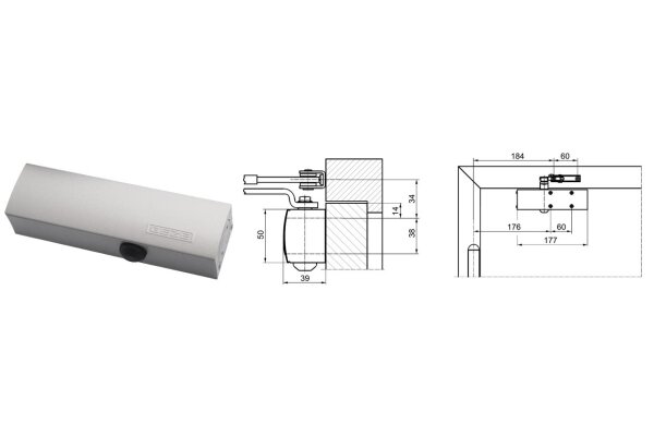 Samozamykacz drzwiowy TS1500 bez ramienia GEZE Srebrny