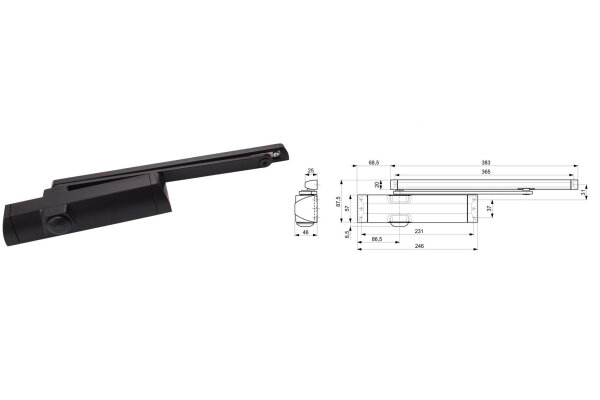 Samozamykacz dormakaba TS 90 IMPULSE EN 3/4 z szyna ślizgową DormaKaba Brązowy