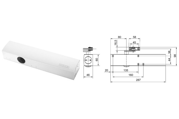 Samozamykacz drzwiowy TS4000 bez ramienia GEZE Biały