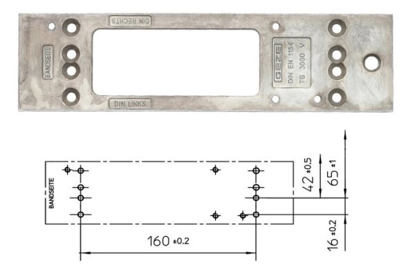 Płyta montażowa do samozamykacza TS3000 GEZE Srebrny