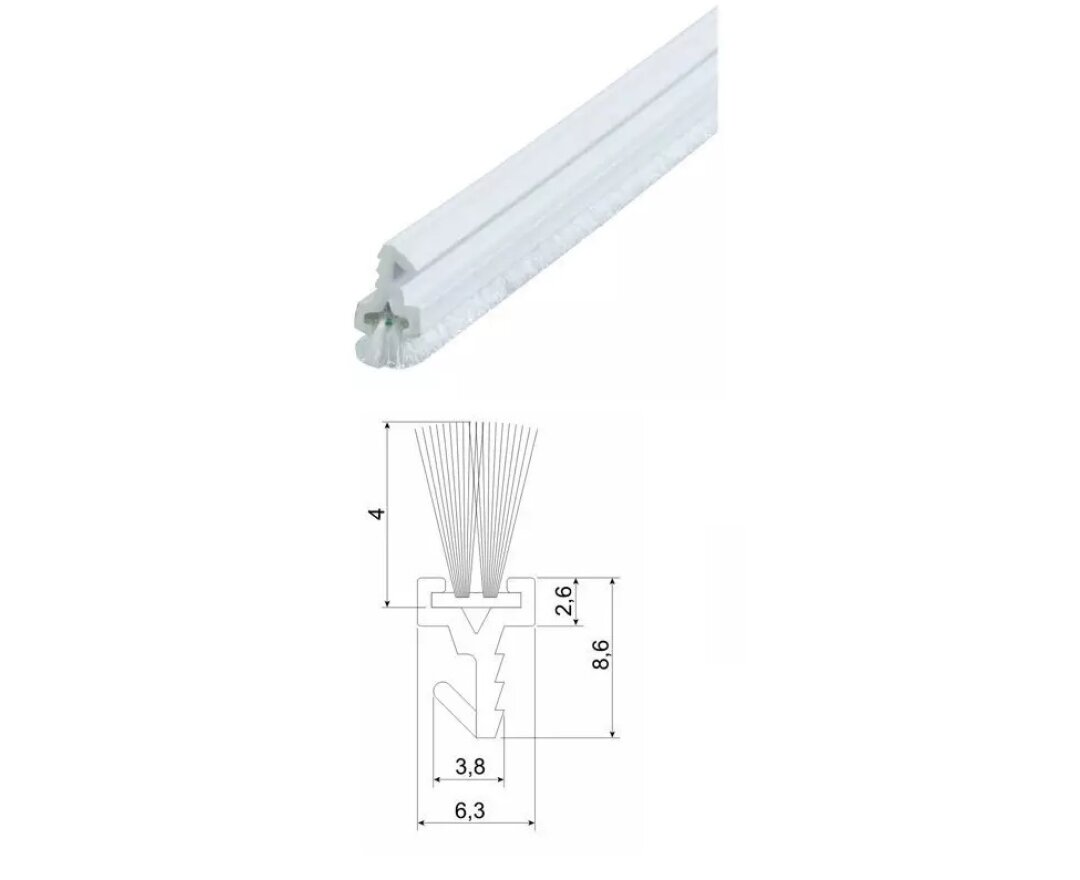 Profil uszczelniający szczotkowy PB 0908  2,1m- fot-