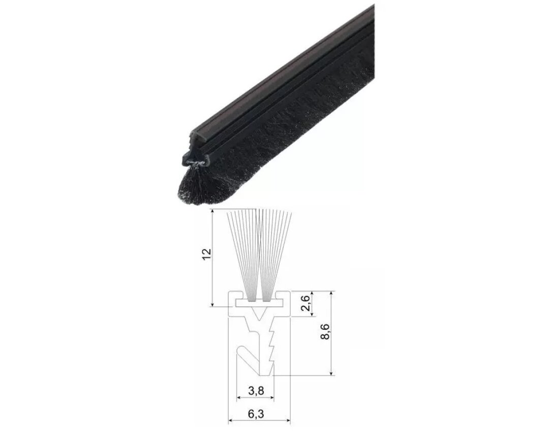Profil uszczelniający szczotkowy PB 0908  2,1m- fot-