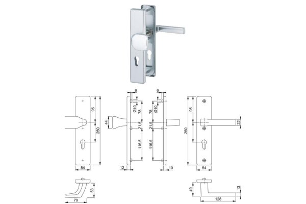 Komplet bezpieczny gałko-klamki Austin Hoppe F1 aluminium