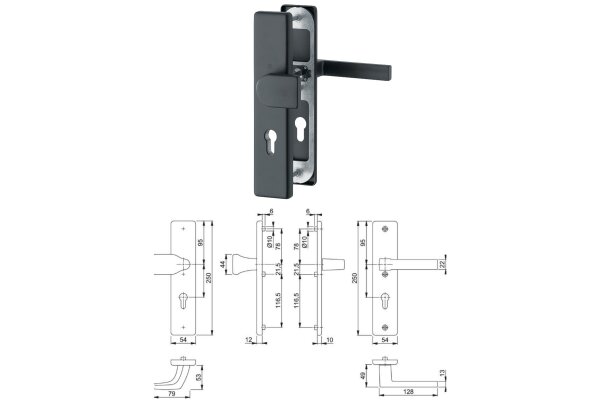 Komplet bezpieczny gałko-klamki Austin Hoppe F9714M czarny matowy