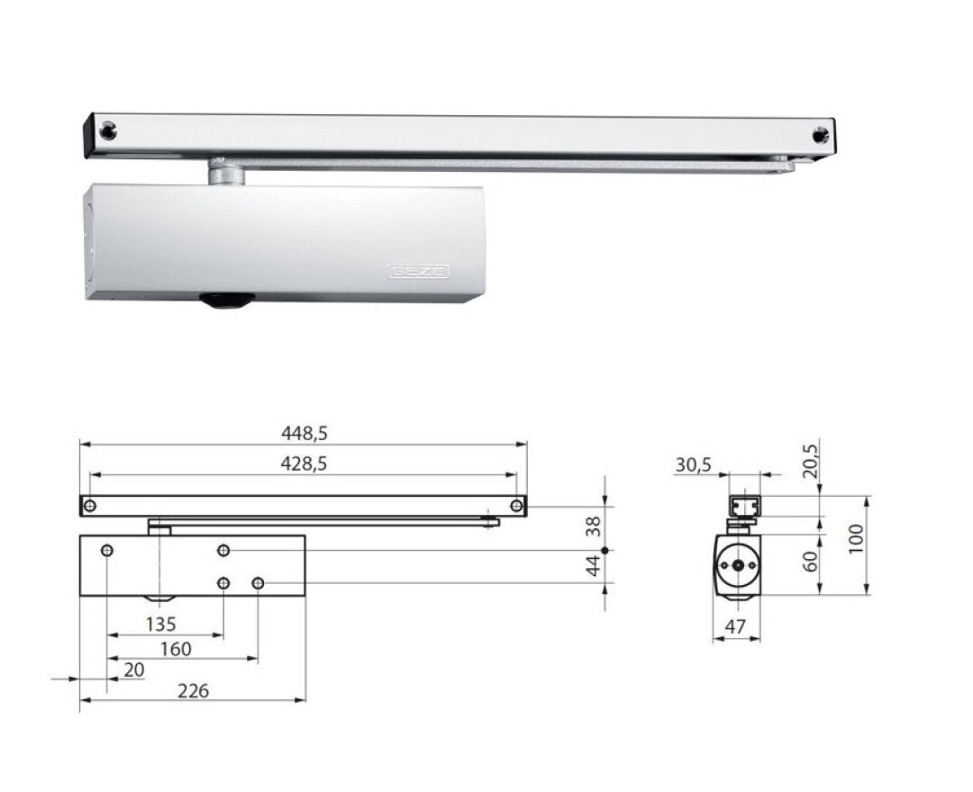 Samozamykacz drzwiowy TS Wood z szyną ślizgową- fot-