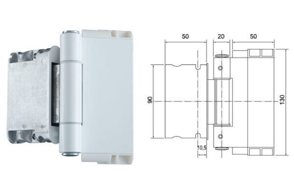Zawias do drzwi zewnętrznych Easy 3D SFS Biały