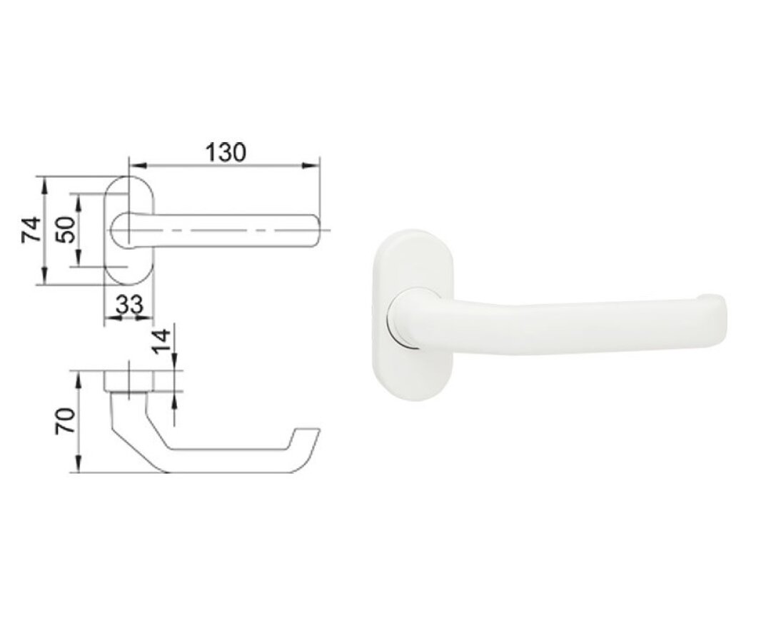 Klamka drzwiowa R32/1200 na rozecie owalnej R32/1203- fot-