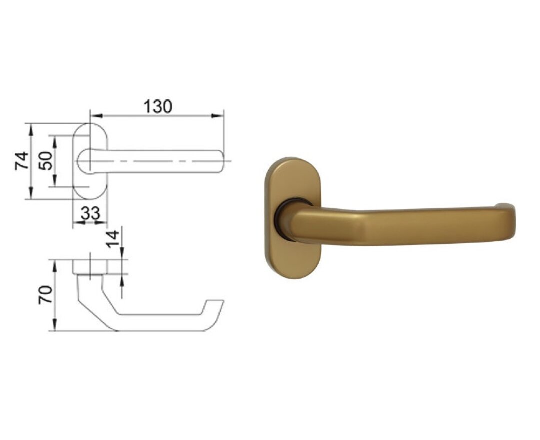 Klamka drzwiowa R32/1200 na rozecie owalnej R32/1202- fot-
