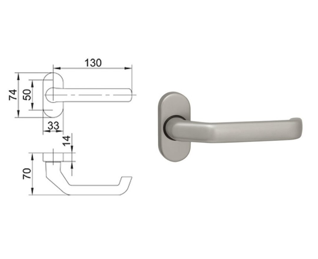 Klamka drzwiowa R32/1200 na rozecie owalnej R32/1201- fot-