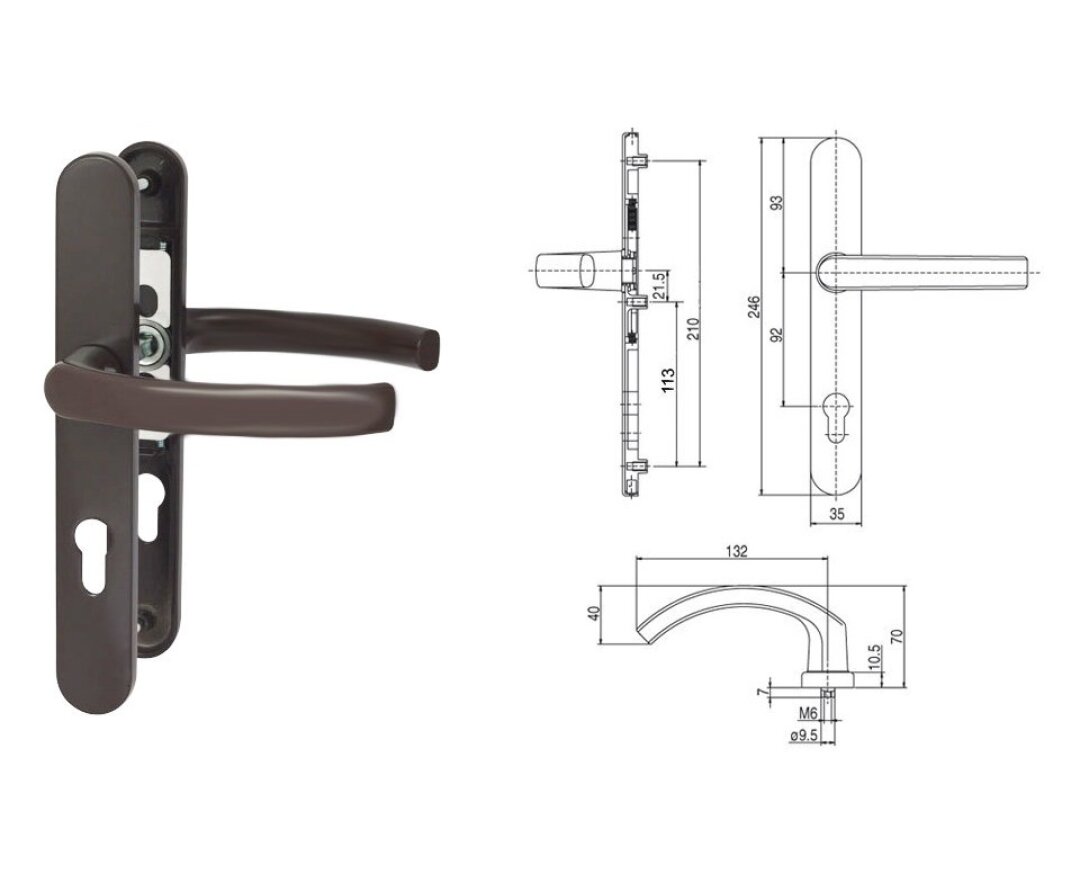 Klamka drzwiowa 35A/2200 na szyldzie PZ92 mm- fot-