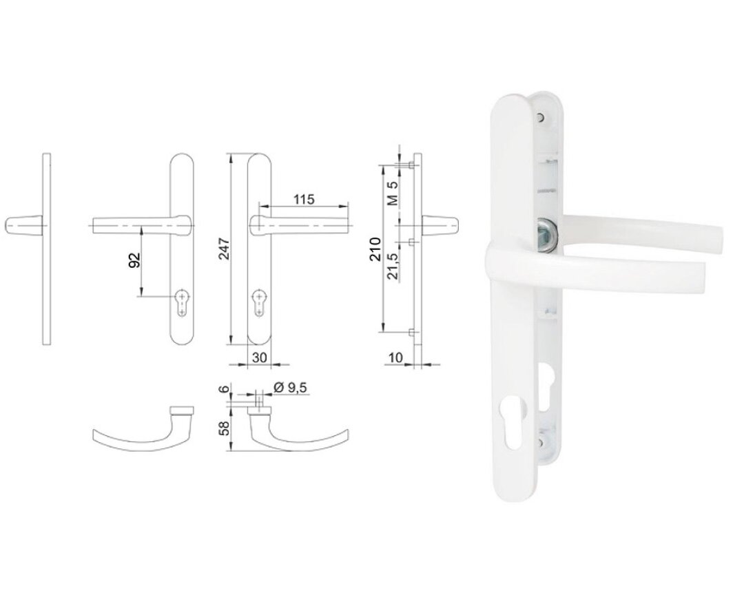 Klamka drzwiowa 30A/1006 na szyldzie PZ- fot-