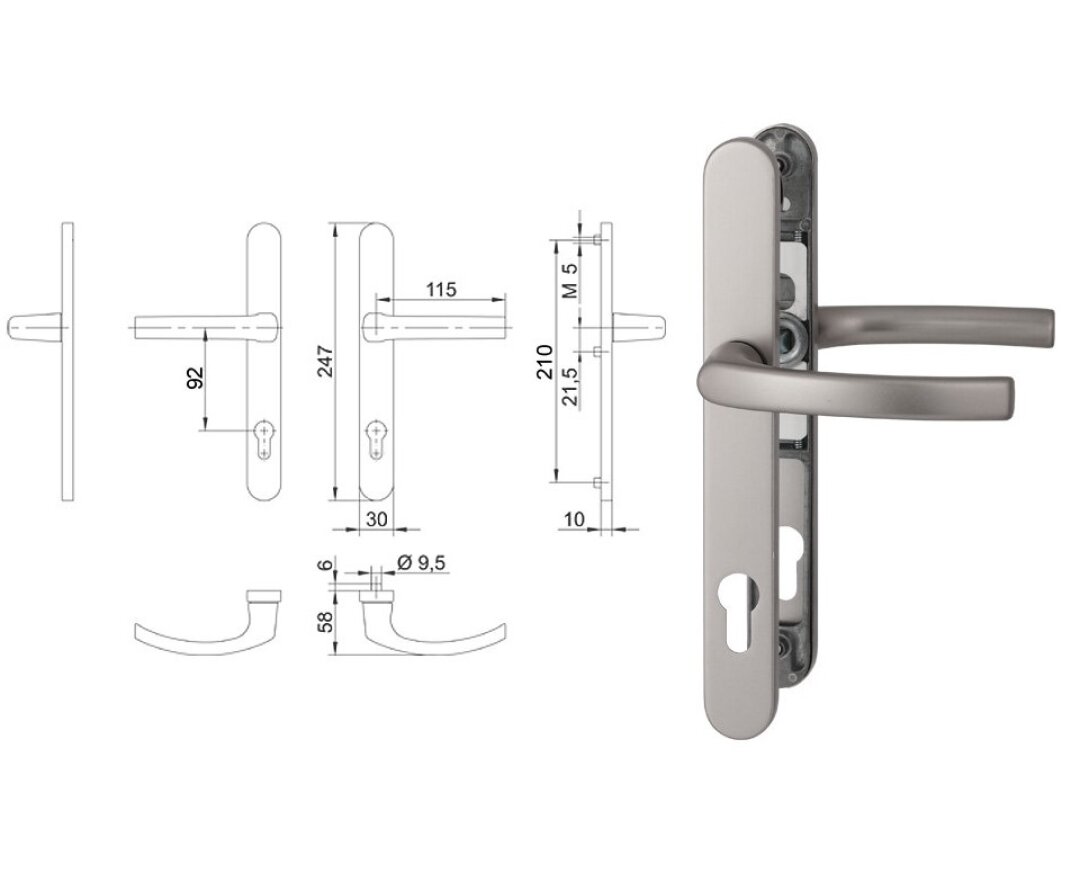 Klamka drzwiowa 30A/1006 na szyldzie PZ- fot-