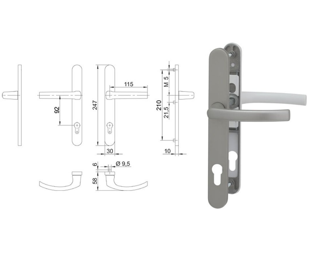 Klamka drzwiowa 30A/1006 na szyldzie PZ- fot-