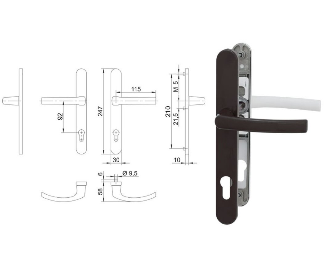 Klamka drzwiowa 30A/1006 na szyldzie PZ- fot-