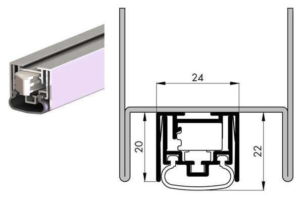 Uszczelnienie automatyczne MATIC Ferro-S 830 mm Ellen Srebrny