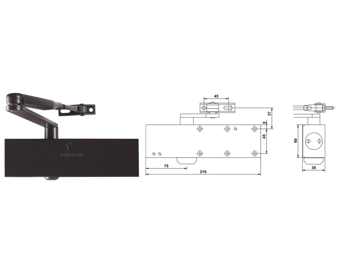 Samozamykacz drzwiowy GR200 Groom z ramieniem standardowym- fot-