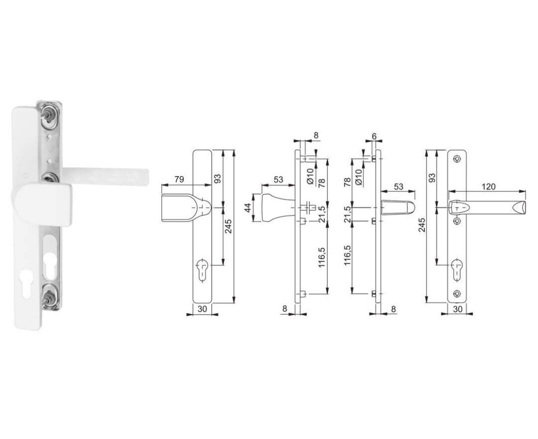 Klamka drzwiowa London z gałką 78G na szyldzie PZ- fot-