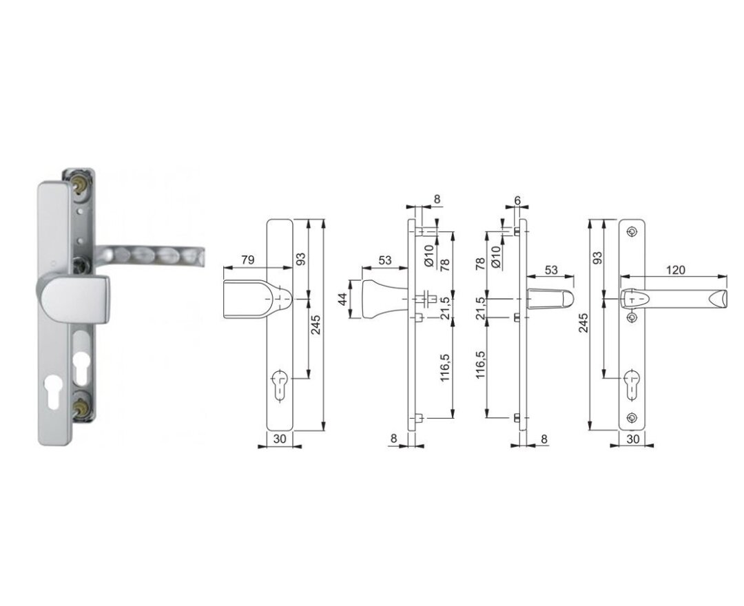 Klamka drzwiowa London z gałką 78G na szyldzie PZ- fot-