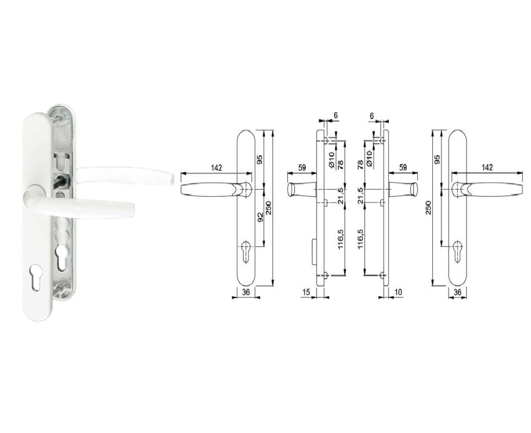 Klamka drzwiowa Atlanta na szyldzie PZ- fot-