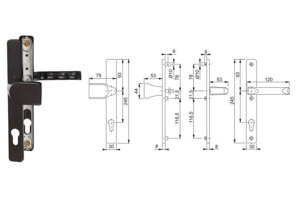 Klamka drzwiowa London z gałką 78G na szyldzie PZ Hoppe Brązowy