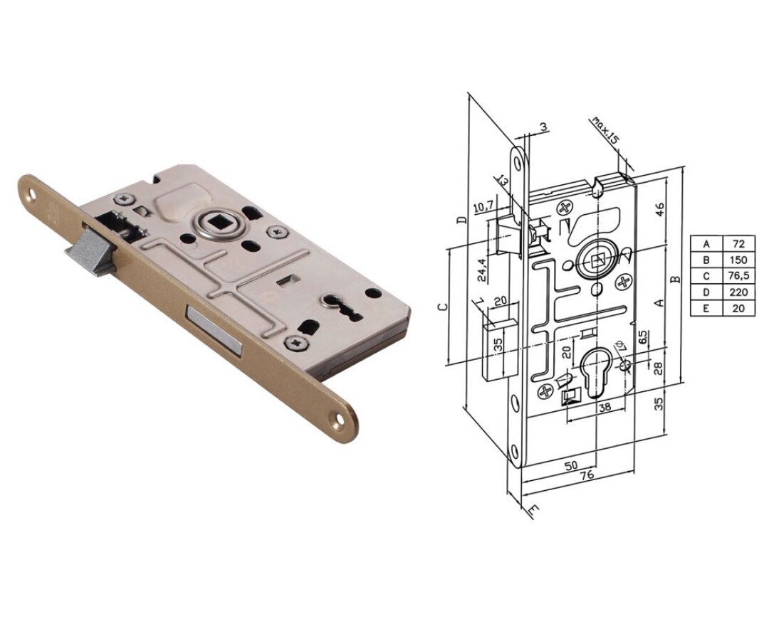 Zamek do drzwi wewnętrznych Economic BB- fot-