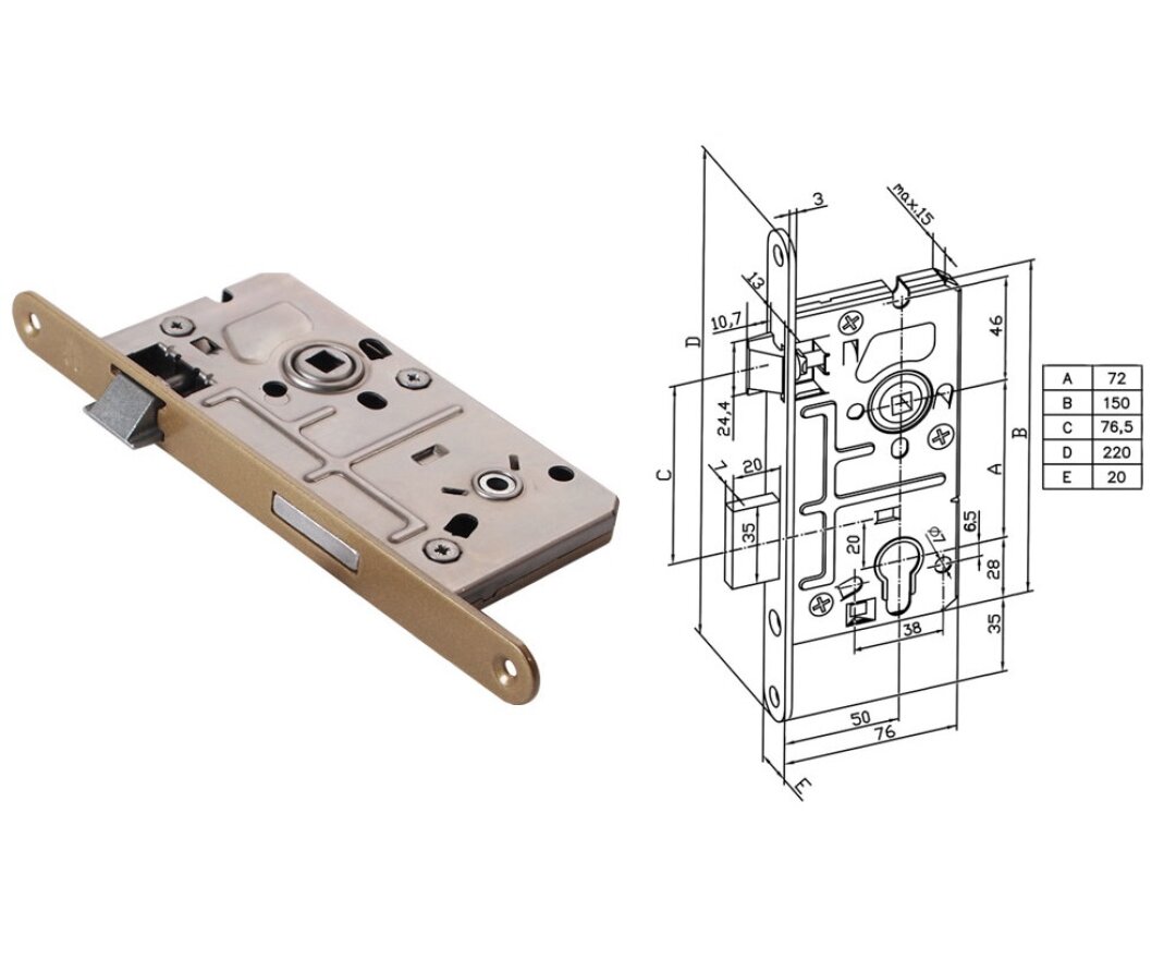 Zamek do drzwi wewnętrznych Economic WC - fot-