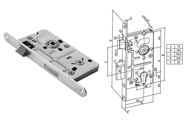 Zamek do drzwi wewnętrznych Economic WC   Dom Polska Srebrny
