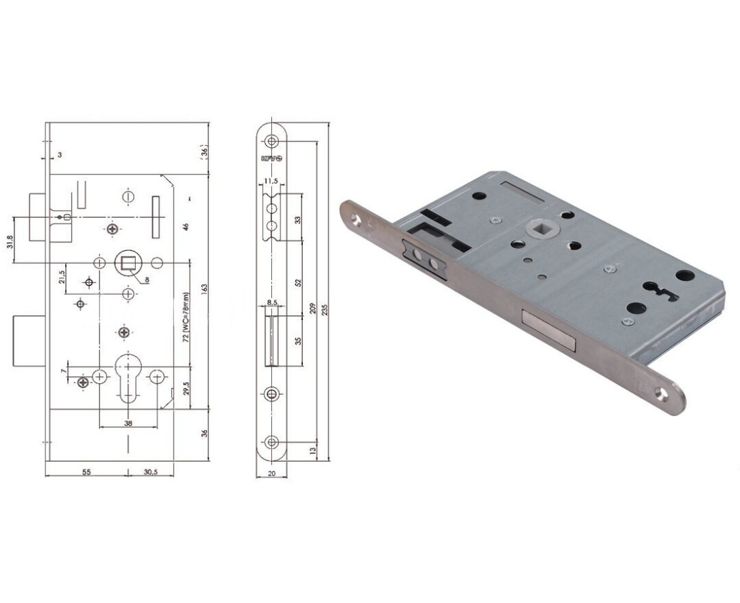 Zamek magnetyczny do drzwi wewnętrznych 116 BB 20/55/72- fot-