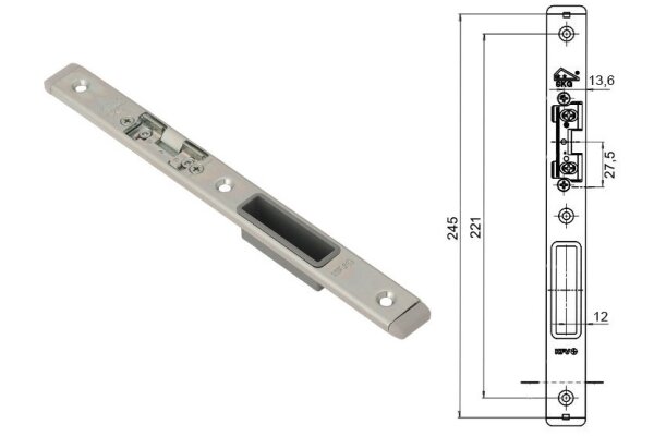 Zaczep zamka głównego lewy U24Ex6 mm Siegenia Aubi Stal szlachetna
