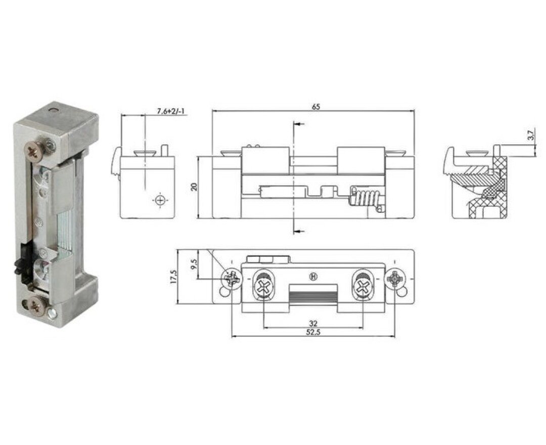 Zaczep mechaniczny AT115-A 20x17,5x65 mm- fot-