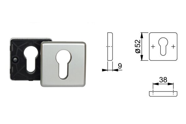 Rozeta drzwiowa PZ kwadratowa F1 Hoppe Srebrny