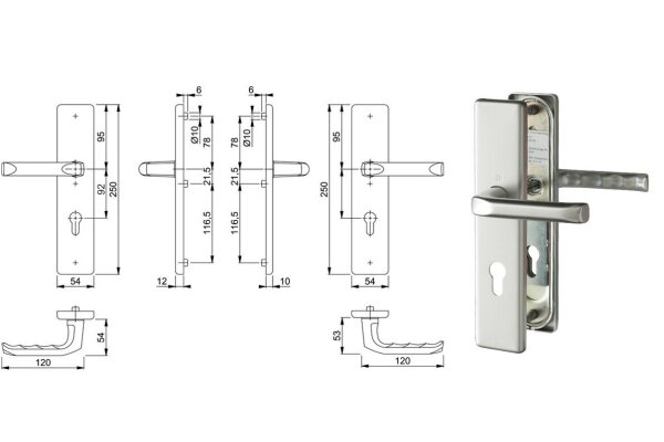 Klamka drzwiowa London na szyldzie PZ ES1 Hoppe Srebrny