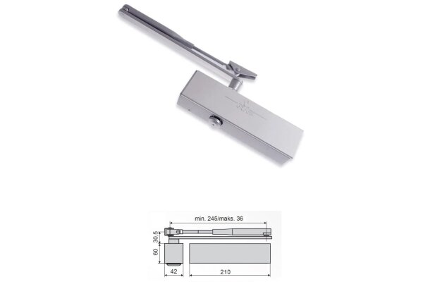 Samozamykacz DORMA GROOM 200 z ramieniem DormaKaba Srebrny