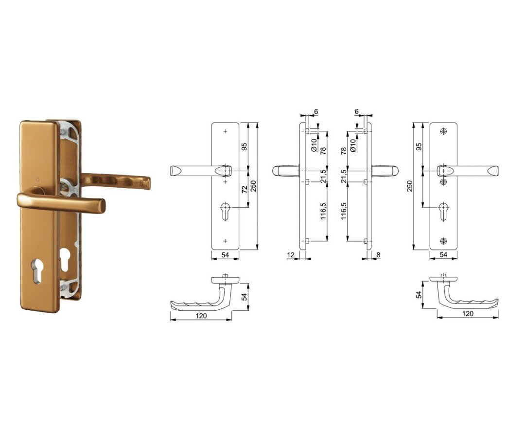 Klamka drzwiowa London na szyldzie PZ72 mm do drzwi 87-92 mm- fot-