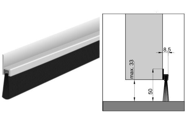 Uszczelnienie szczotkowe IBS 50 3000 mm Ellen Czarny