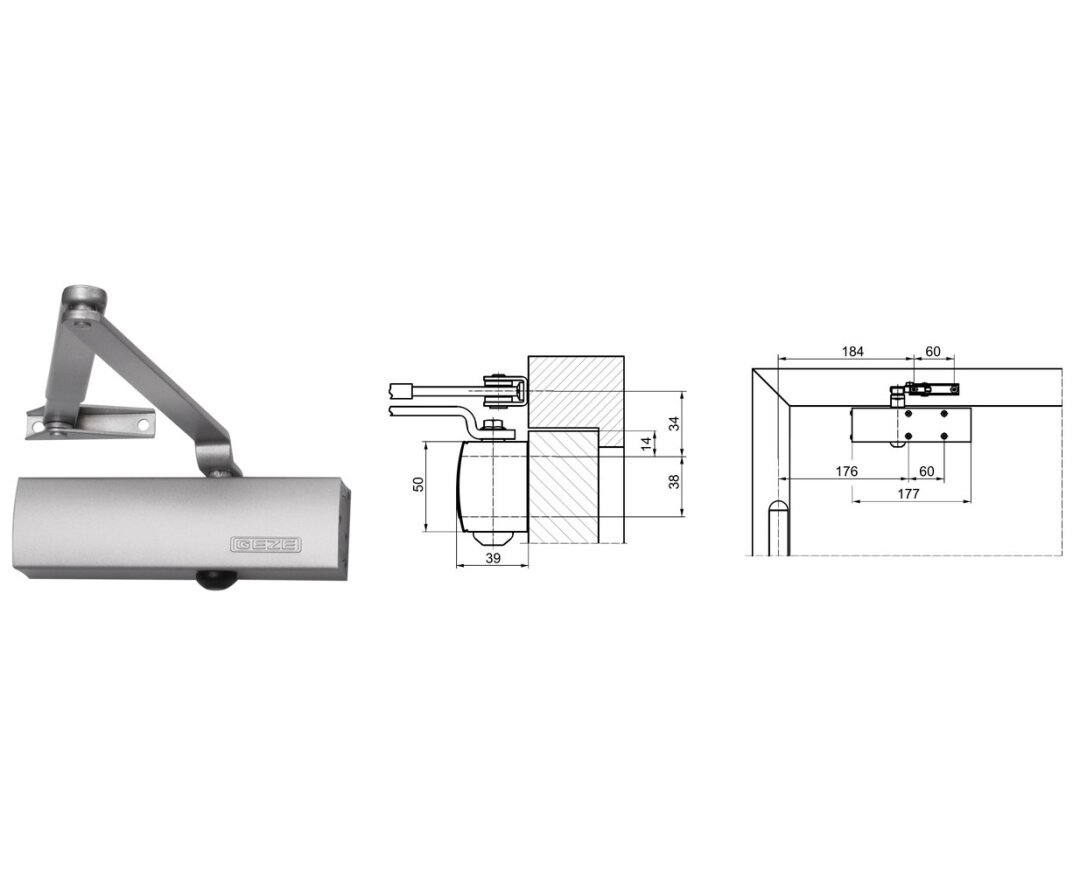 Samozamykacz drzwiowy TS1500 z ramieniem standardowym- fot-
