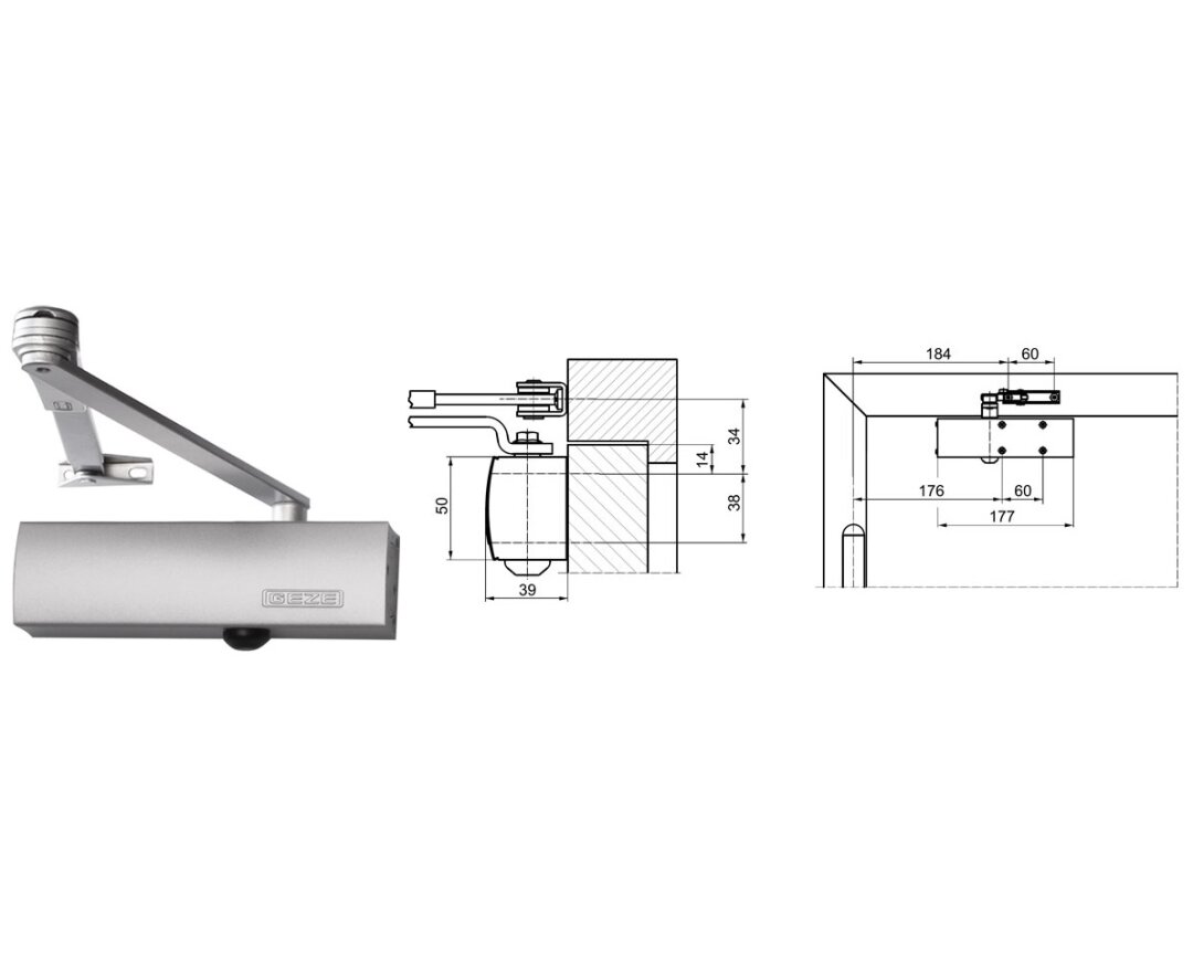 Samozamykacz drzwiowy TS1500 z ramieniem z funkcją STOP- fot-