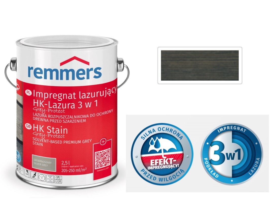 Impregnat lazurujący HK-Lazura 3w1, Grey Protect 5L- fot-