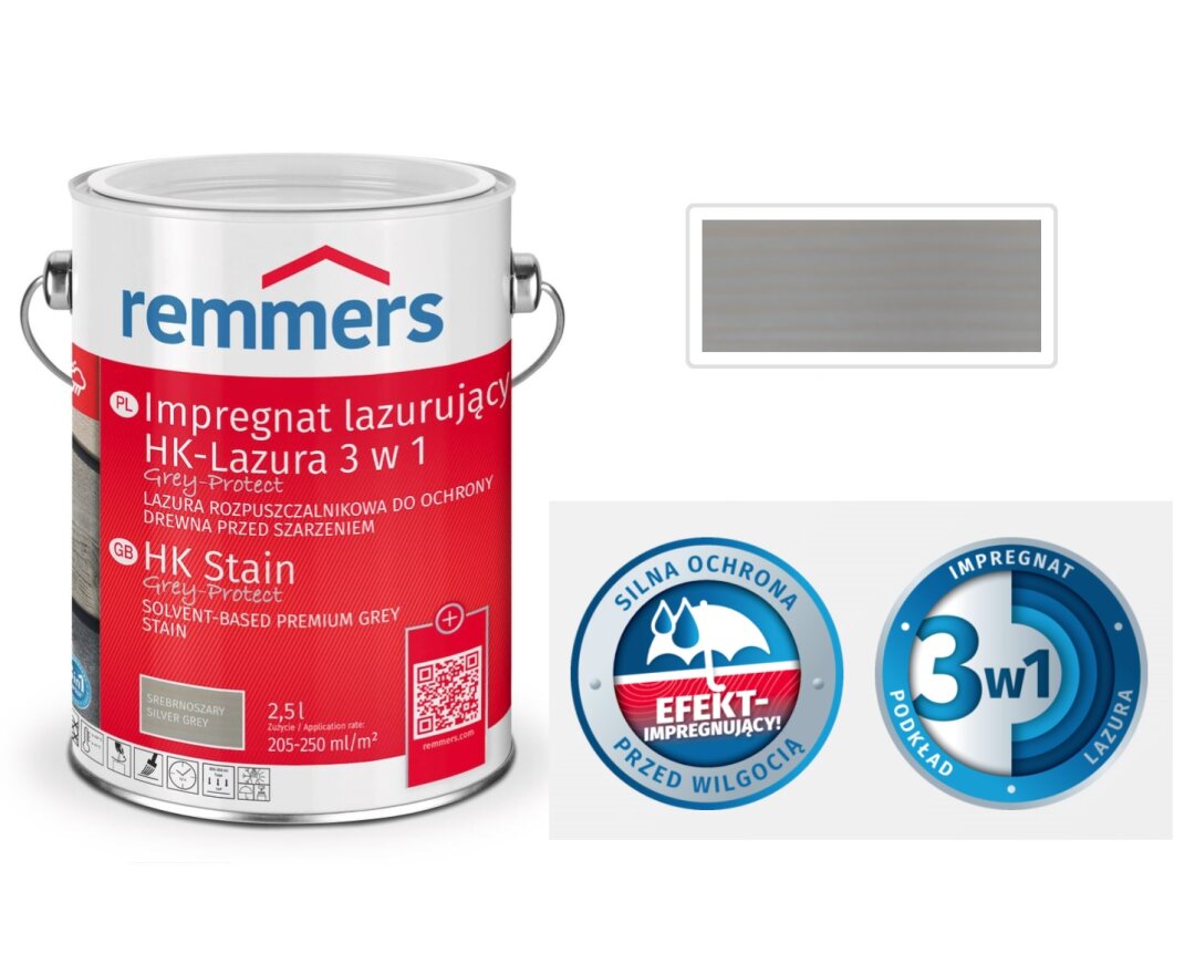 Impregnat lazurujący HK-Lazura 3w1, Grey Protect 0,75L- fot-