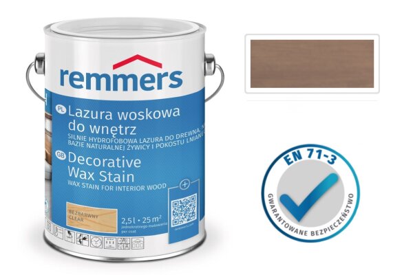 Lazura woskowa do wnętrz 0,75L remmers Szary toskański