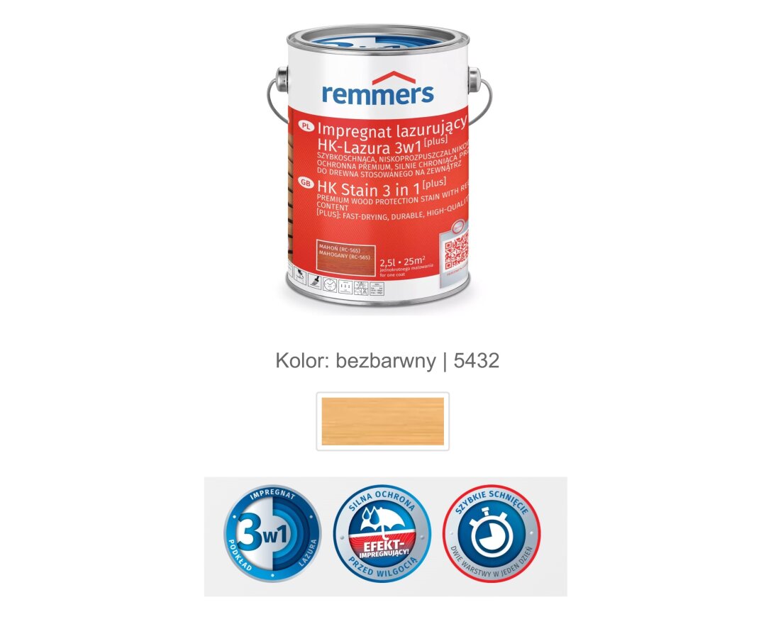 Impregnat lazurujący HK-Lazura 3w1 [plus] 2,5L- fot-