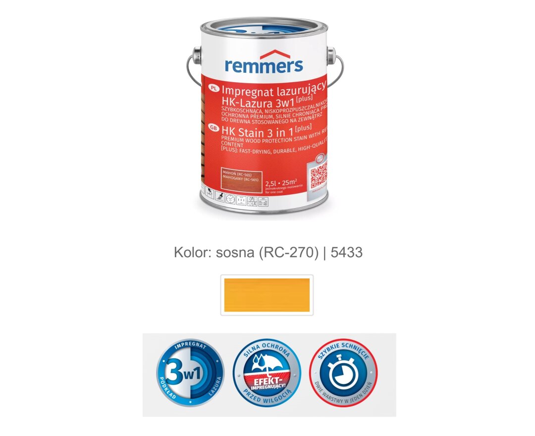 Impregnat lazurujący HK-Lazura 3w1 [plus] 2,5L- fot-